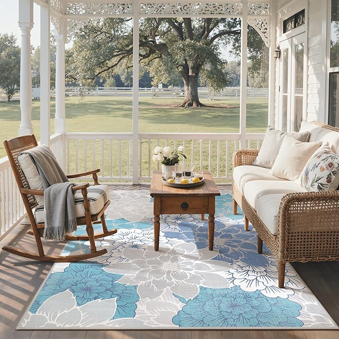 GENIMO Indoor Outdoor Area Rug 8'x10', Machine Washable Rugs - Image 6