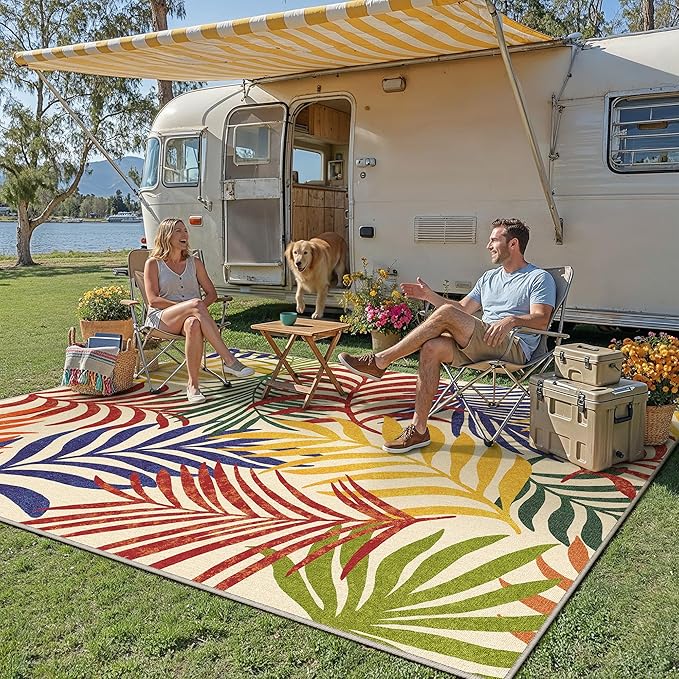 8x10 Indoor Outdoor Area Rug Washable Patio Rug Multicolored Non Slip Non - Image 4