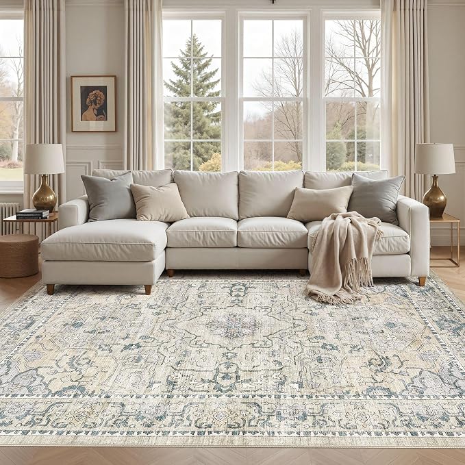 cotiled 10x14 Area Rug Machine Washable Vintage Carpet by COTILED