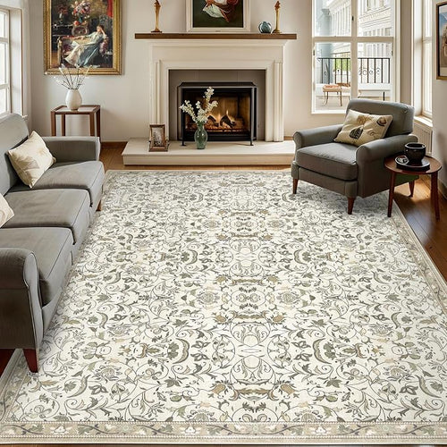 6×9 Washable Large Area Rugs for Living Room, Floral Soft Rug Non Slip Stain by Dotiiorug
