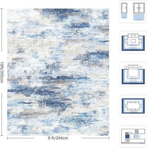 8x10 Area Rugs, Abstract Morden Soft Washable Rug, Non-Slip Low Pile Rugs - Image 2