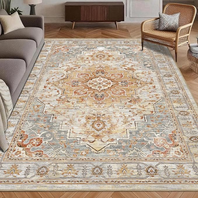 Washable Area Rug 3' x 5 ' Vintage Traditional Persian Mat by Unknown