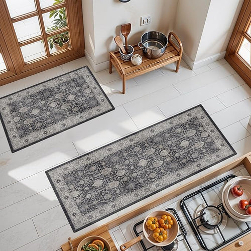 3 Pieces Kitchen Rug Sets: Farmhouse Washable Non-Slip Floor Mat - Image 2