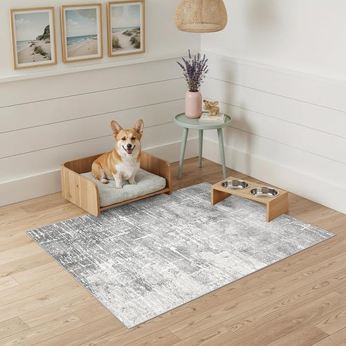 Abstract 2x3 Entryway Area Rugs: Washable Water Resistant Kitchen Rug Non-Slip - Image 2