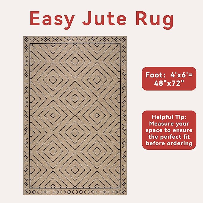 Tangsoo Modern Easy Jute 4x6 Outdoor Rug - Image 3