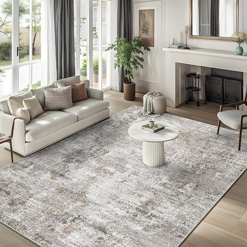 10x14 Area Rug Living Room – Washable Large Neutral Modern Abstract Soft Low by ZHXXUJ