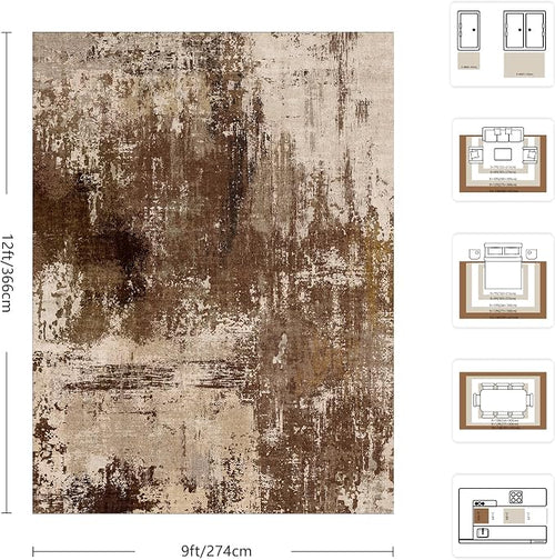 9x12 Area Rugs - Modern Abstract Washable Rug, Ultra Soft Non Slip Low Pile - Image 2