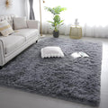 KICHOWUA Area Rug 5x7 Grey Fluffy Shag by KICHOWUA