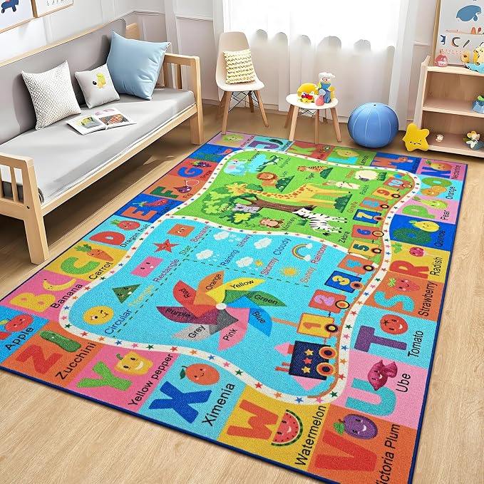 Kids Rug for Playroom, 3x5 ABC Educational Carpet for Classroom, Fun Alphabet by Unknown