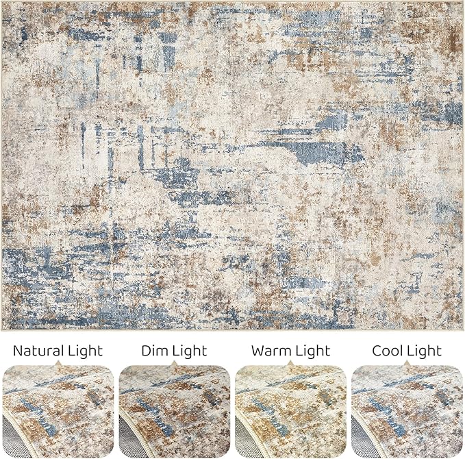 7x10 Area Rug Living Room: Washable Large Abstract Modern Soft Rugs Stain - Image 9