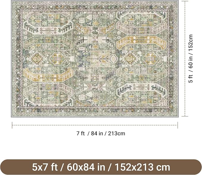 befbee 5x7 Area Rugs for Living Room, Stain Resistant Washable Rug, Non-Slip - Image 2