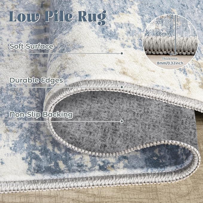 XLUEZ 2x7 Runner Rug for Hallway, Washable Modern Abstract Runner Rugs Neutral - Image 7
