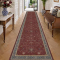 Hazo Haus Boho Washable 3x16 Extra Long Hallway Runner Rug, Burgundy Waterproof by HazoHaus