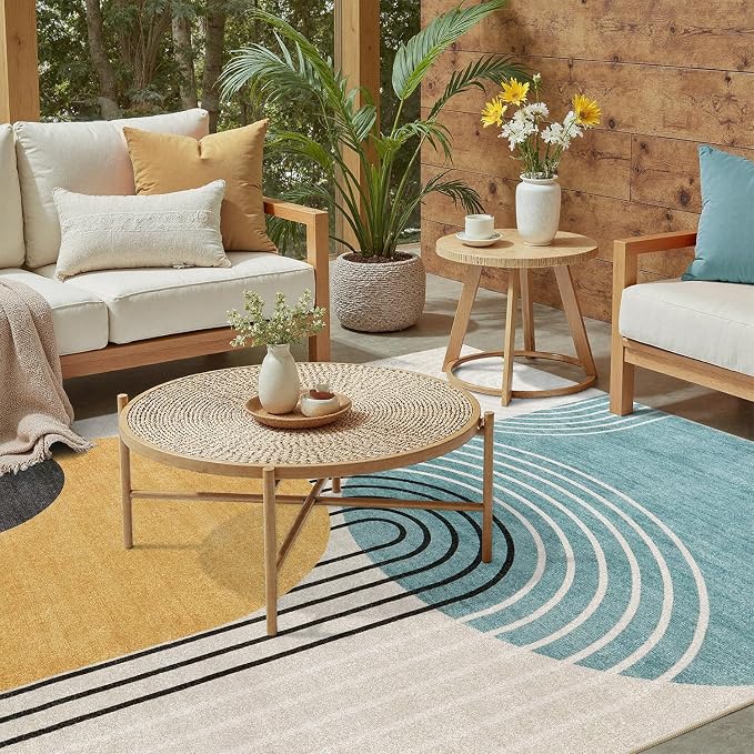 DCX Machine Washable Area Rug 4x6, Midcentury Modern Non Slip Stain Resistant - Image 4