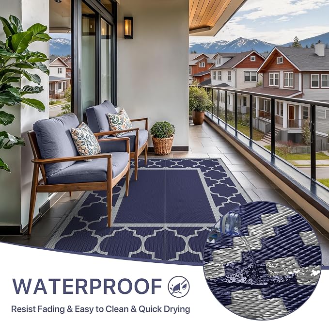 GENIMO 4 ' x 6 ' Outdoor Rug for Patio Clearance, Waterproof Indoor Outdoor - Image 3