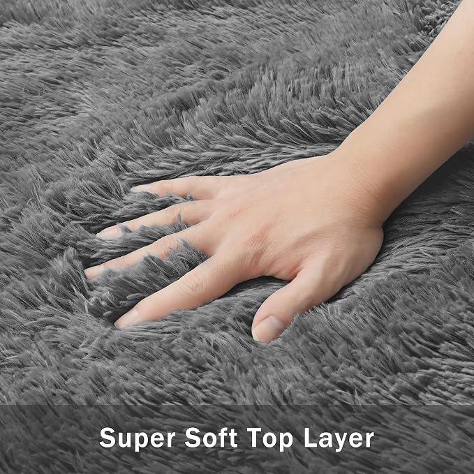 5x7 Area Rug for Living Room:Ultra Soft Fluffy Shag Dark Grey Rugs, Large Fuzzy - Image 7
