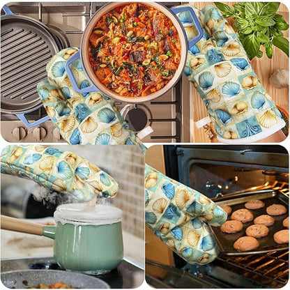 Oven Mitts Gloves 1 Pair Heat Resistant 480 ℉ Non Slip Clear Silicone Printed - Image 5