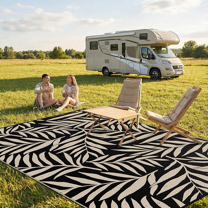Smiry Outdoor Rug 8x10 ft, Waterproof Reversible Plastic Straw Rugs, Outdoor - Image 2