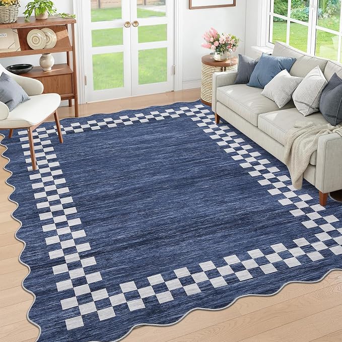 GarveeHome Washable Rug 5x7 for Living Room Large Bedroom Scalloped Rug Non by GarveeHome