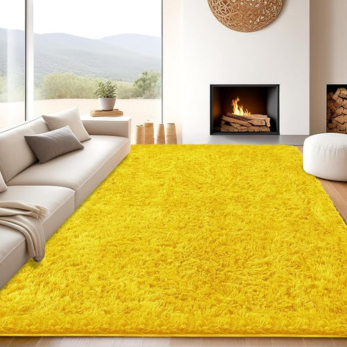 8x10 Yellow Area Rugs for Living Room, Large Fluffy Shag Rug for Bedroom Nursery - Image 2