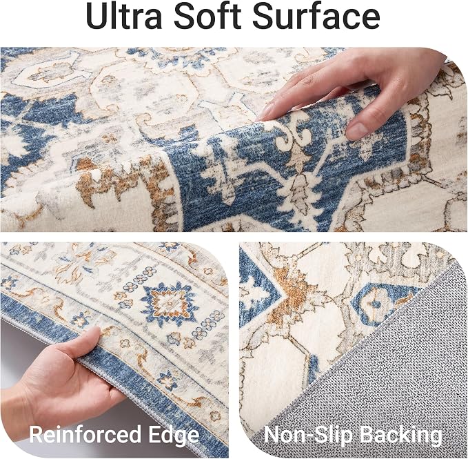 befbee 6x9 Area Rug for Living Rooms, Stain Resistant Neutral Washable Rugs for - Image 3