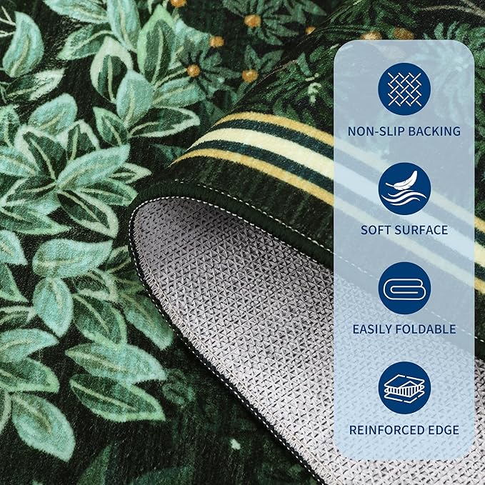 GarveeHome Forest Rugs 6x9, Botanical Low Pile Non Slip Stain Resistance - Image 6