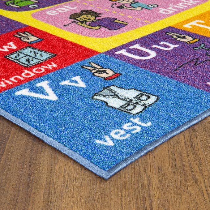KC Cubs 5x7 ABC Alphabet ASL Sign Language Rug – Educational Non-Slip Carpet - Image 5