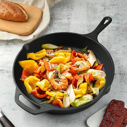 12 Inch Cast Iron Skillet, Pre-Seasoned Frying Pan - Image 5