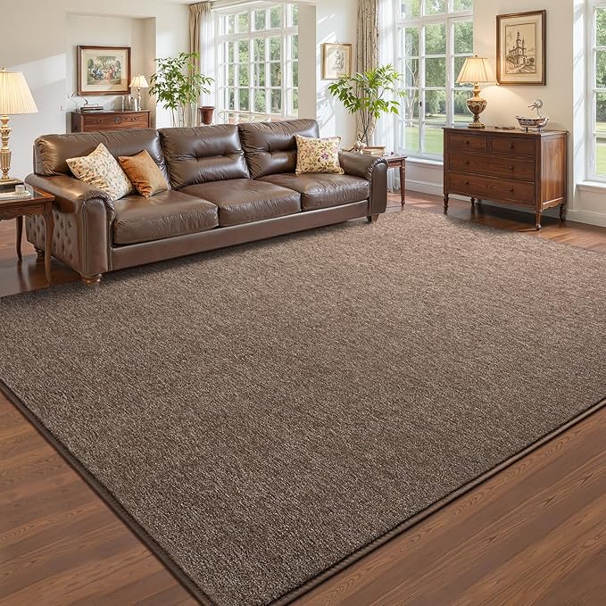 Pettop 6x9 Brown Area Rugs for Living Room Bedroom, Thickened Memory-Foam Throw by Pettop