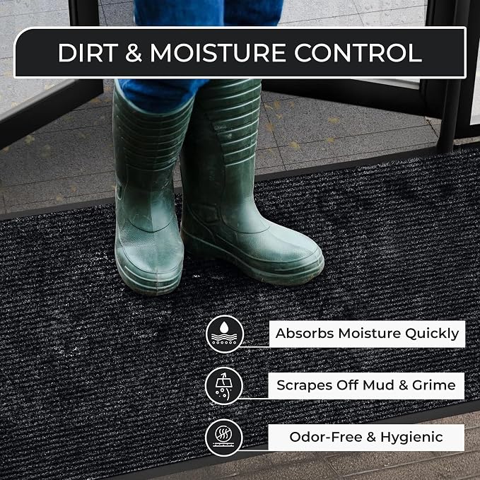 Commercial Door Mat 4'x8' Charcoal, Heavy Duty Industrial Floor Mat - Image 3
