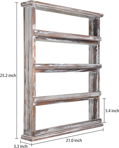 MyGift Wooden Spice Rack Wall Mount, Hanging 4 Tier Seasoning Jar Shelf - Image 4