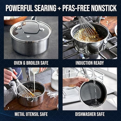 Blue Diamond Hybrid Nonstick Stainless Steel 1.57QT Saucepan - Image 3