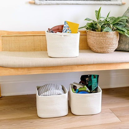 NaturalCozy Storage Cubes 9”x9”x7”Cotton Rope Woven Baskets - Image 9