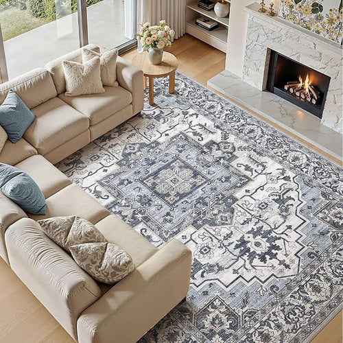 9x12 Area Rugs Living Room: Washable Vintage Rug Large Non-Slip Stain Resistant - Image 2