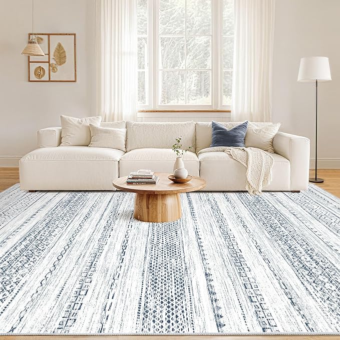 Nakagishi 9x12 Area Rugs Living Room: Washable Boho Large Neutral Soft - Image 2