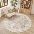 Madane Washable Round Rug 6ft for Living Room, Soft Ultra-Thin Non-Slip Vintage by Madane