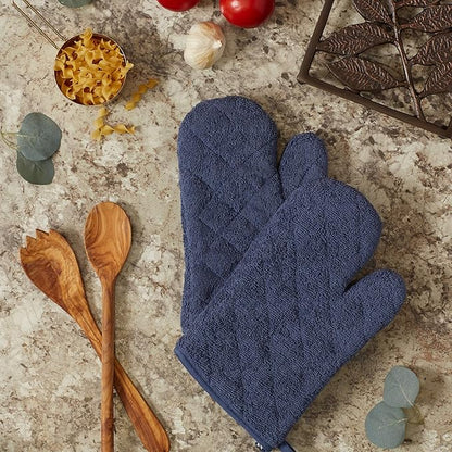 DII Basic Terry Collection 100% Cotton Quilted, Oven Mitt, French Blue - Image 3