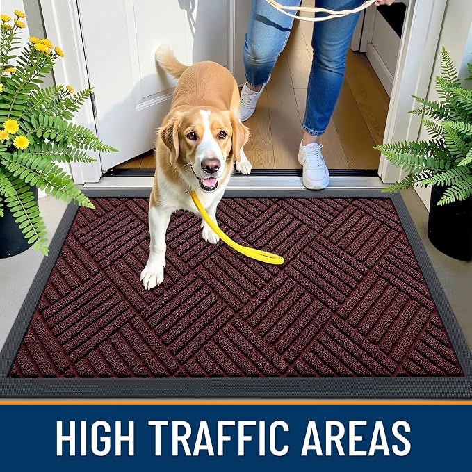 OLANLY Front Door Mat Outside Entrance 35x23, Heavy Duty Sturdy Natural Rubber - Image 5