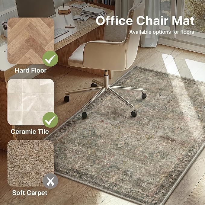 48"x72" Office Chair Mat for Hardwood Tile Floor, Under Desk Carpet Protector - Image 3
