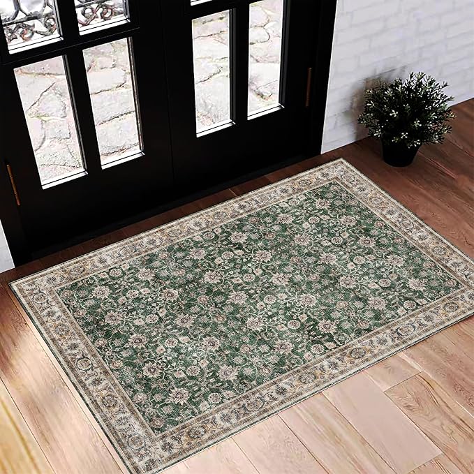 CHAMPLANT Washable Area Rug 2'x3' Door Mat Vintage Distressed Doormat Indoor by CHAMPLANT
