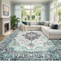 RELEANY Area Rugs Large 9'x12' Washable Non-Slip, Floral Vintage Distress by RELEANY