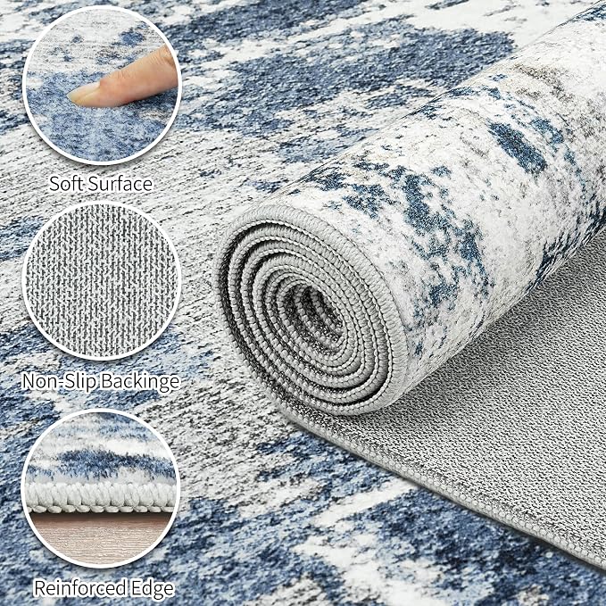 Area Rugs 10x14 Living Room: Large Soft Washable Rug Modern Abstract Anti-Skid - Image 8
