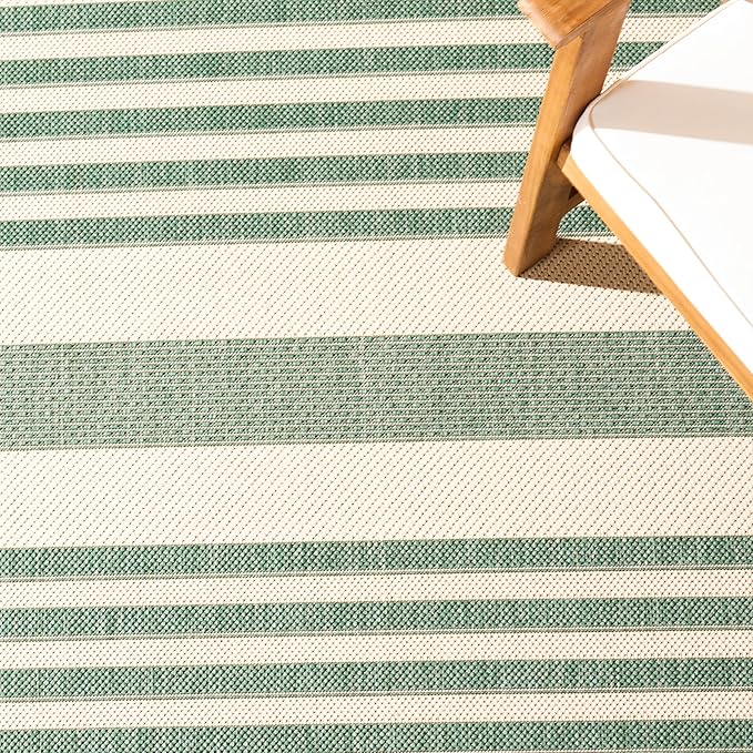 SAFAVIEH Courtyard Collection 4' x 5'7" Beige/Dark Green CY6062 Stripe Indoor/ - Image 7
