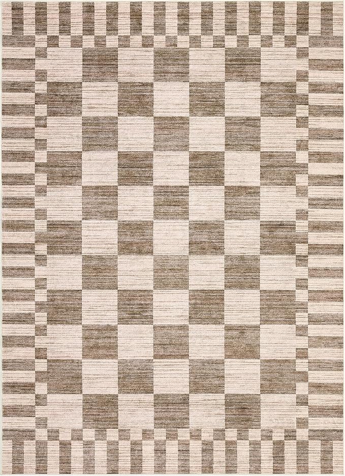 GarveeHome Brown Checkered Rug 6×9 Area Rugs - Image 4