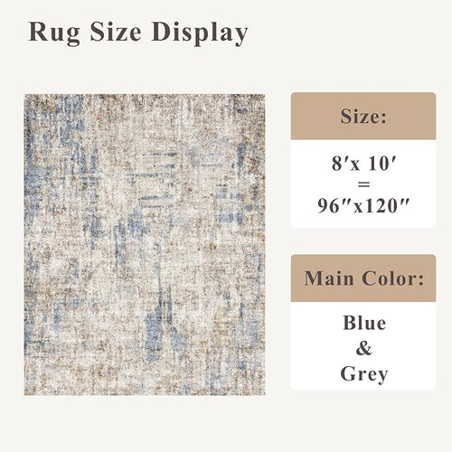 9x12 Washable Living Room Rug – Neutral Modern Abstract Large Area Rugs - Image 2