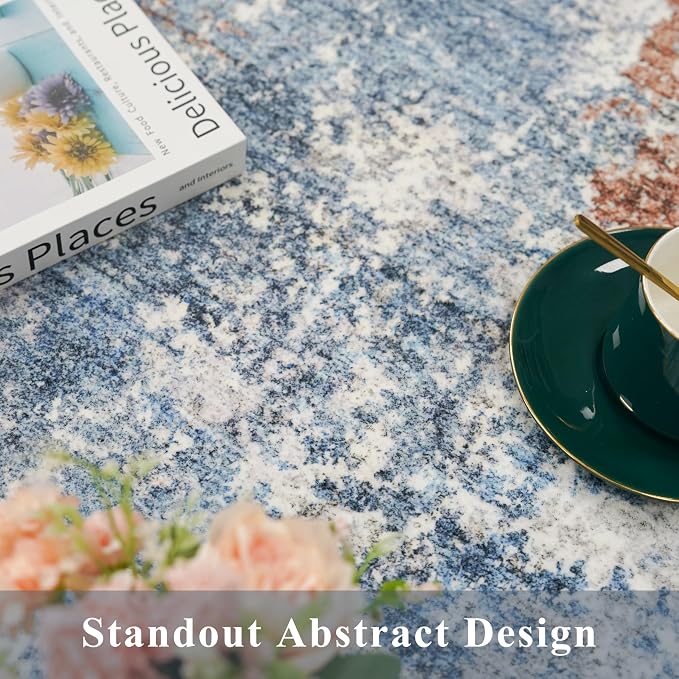 2x8 Washable Non-Slip Hallway Runner Rug – Modern Coastal Abstract Neutral - Image 8