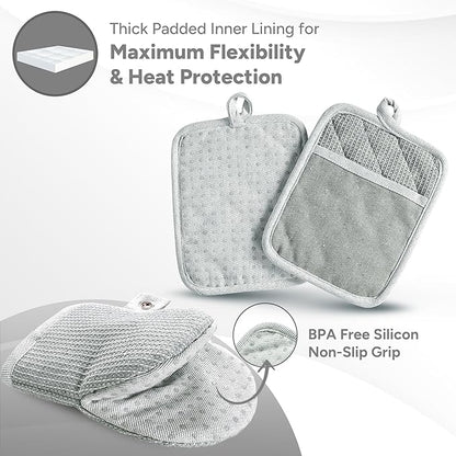 Casa Platino Heat Resistant Oven Mitts & Potholders, 4-Piece – Oven Mitt and - Image 3