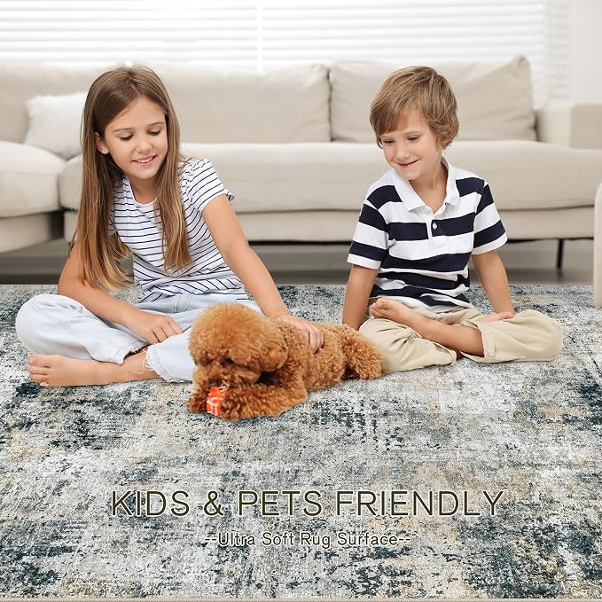 8x10 Area Rugs for Living Room Bedroom: Abstract Washable Rug - Image 7