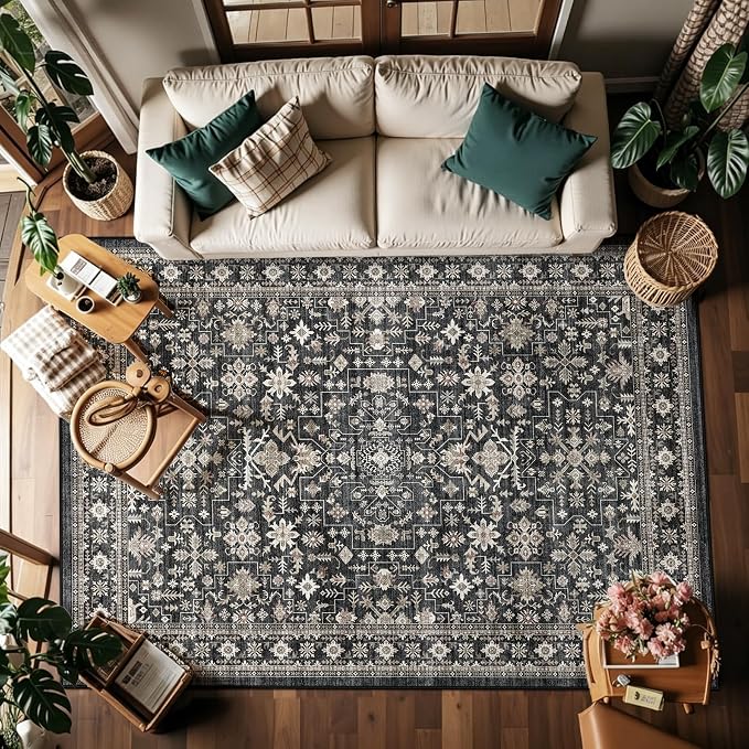 Dark Grey Rug for Living Room 9x12 - Image 6