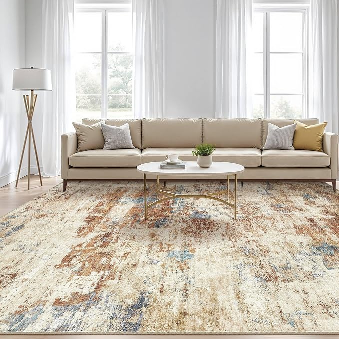 5x8 Area Rug Washable Rug: Large Abstract Modern Soft Stain Resistant Indoor - Image 5